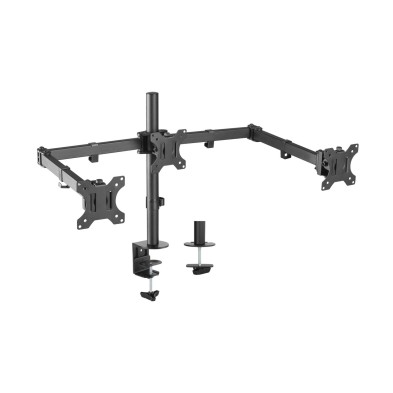 soporte de mesa para monitor aisens   Eco Giratorio E Inclinable Para 3  7kg (3 Pivotes, 2 Brazos) De 13-27, Negro