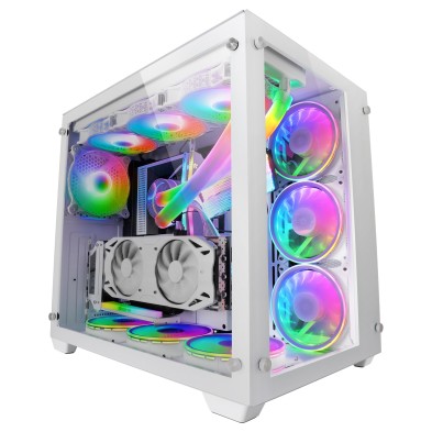 torre pc mars Gaming MCV3 Blanco  Gaming Custom XXL E-ATX Ventanas Cristal Templado structura Modular Doble Cámara