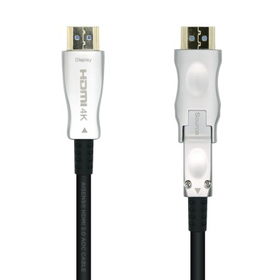 cable HDMI aisens V2.0 AOC Desmontable Premium Alta Velocidad / HEC 4k@60Hz 4:4:4 18Gbps, A/M-D/A/M, Negro, 20m