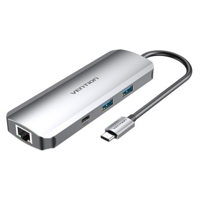 Docking Vention USB Tipo-C TOMHB 1xHDMI 2xUSB/ 2xUSB Tipo-C  1xRJ45 1xLector Tarjetas SD y MicroSD Jack 3.5