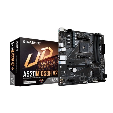 Placa Base Gigabyte A520M Ds3H V2 - Soporta Cpus Amd Ryzen Serie 5000 Am4 4733 Mhz Ddr4 Oc Pcie 3.0 X16 Lan Gbe Usb 3.2 Gen 1