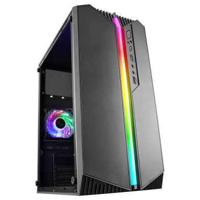 Caja Pc Marsgaming Mc-S1 Negro Compacta Gaming Micro-Atx Iluminación Argb 12 Modos Ventilador Frgb Ventana Lateral Completa