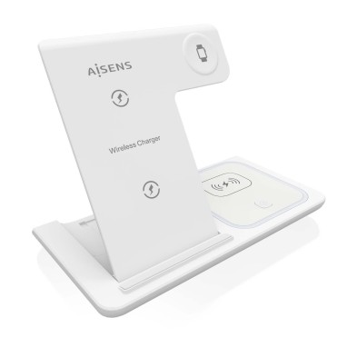 Cargador Aisens Inalambrico Usb-C 3 En 1 De 15W Para Movil Apple Watch Ariculares Con Estuche De Carga Blanco