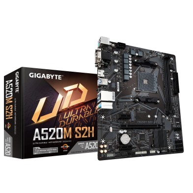 Placa Base Gigabyte A520M S2H - Soporta Cpus Amd Ryzen Serie 5000 Am4 Vrm De 4+3 Fases 5100Mhz Usb 3.2 Gen 1