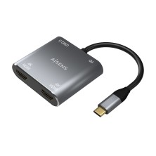 Conversor Aisens Usb-C A 2Xhdmi 4K Sst Mst/Usb2.0/Usb-C Pd 60W Usb-C/M-2Xhdmi/H-Usb-A/H-Usb-C/H Gri