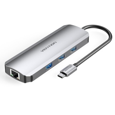 Docking Usb Tipo-C Vention Tokhb/ 1Xhdmi/ 3Xusb/ 1X Pd/ 1Xrj45/ 1Xlector Tarjetas Sd Y Microsd/ Gris