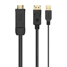 Cable Conversor Aisens Activo Hdmi 2.0 + Usb Alim. A Displayport V1.2 Hdmi/M-Usb/M-Dp/M Negro 1.8M