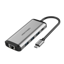 Docking Usb Tipo-C Vention Thahb/ 1Xhdmi/ 3Xusb/ 1X Pd/ 1Xrj45/ 1Xlector Tarjetas/ 1Xaudio/ Gris