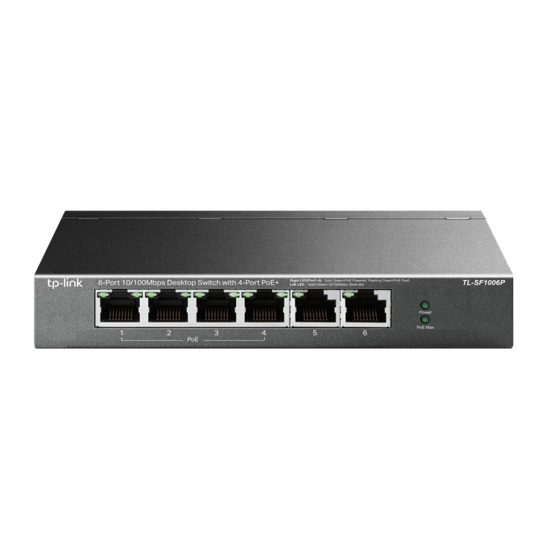 Switch Tp-Link Tl-Sf1006P No Administrado Fast Ethernet 10/100 Energía Sobre Ethernet Poe Negro