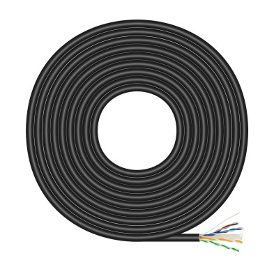 Bobina De Cable De Red Aisens Exterior Impermeable Rj45 Cat.6 Utp Rígido Cca Awg23 Negro 100M