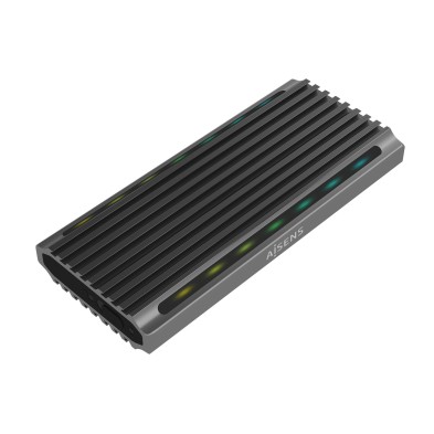 Caja Para Disco Duro Externo Aisens M.2 Rgb Gaming Asm2-Rgb011Gr Sata/Nvme A Usb3.1 Gen2 Gris