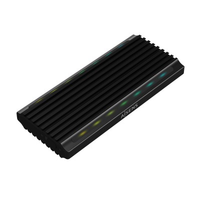 Caja Para Disco Duro Externo Aisens M.2 Rgb Gaming Asm2-Rgb012B Sata/Nvme A Usb3.1 Gen2 Negra