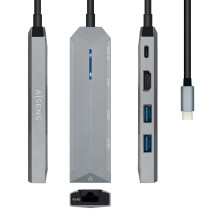 Estacion De Docking Aisens ASUC-5P003-GR Usb-C 5 En 1 Usb-C A 1Xhdmi 1Xrj45 2Xusb 1Xpd Gris