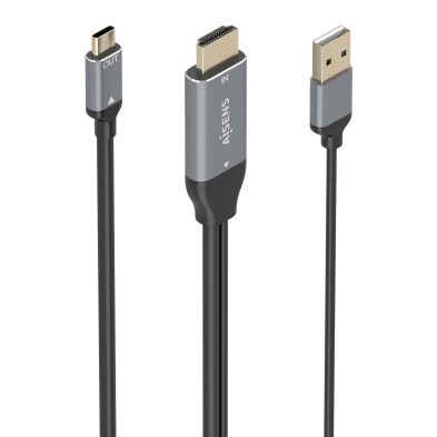 Cable Conversor Aisens Aluminio Hdmi V2.0 A Usb-C 4K@60Hz Hdmi/M+Usb-A/M-Usb-C/M Negro 1.8M