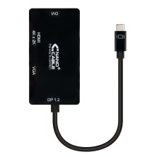 Conversor Nanocable Usb-C A Vga / Dvi / H??? 3 En 1. Usb-C/M-Vga/H-Dvi/H-Hdmi/H 4K Negro