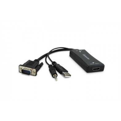 Adaptador De Cable De Vídeo 3Go C132 0 285 M Vga D-Sub + 3.5Mm + Usb Type-A Hdmi Negro