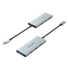 Docking Usb Tipo-C Vention Tophb/ 1Xhdmi/ 3Xusb/ 1Xlector Tarjetas Sd Y Microsd/ Gris