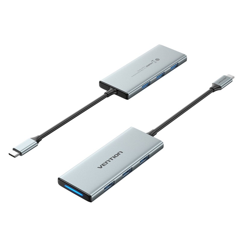 Docking Usb Tipo-C Vention Tophb/ 1Xhdmi/ 3Xusb/ 1Xlector Tarjetas Sd Y Microsd/ Gris