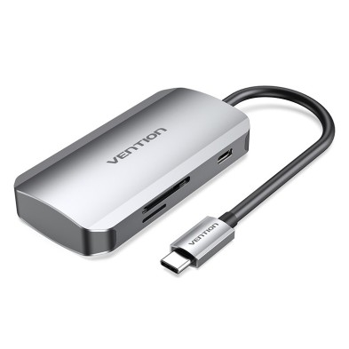 Docking Usb Tipo-C Vention Tnhhb/ 3Xusb/ 1X Pd/ 1Xlector Tarjetas Sd Y Microsd/ Gris