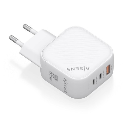 Cargador Aisens ASCH-65W3P026-W Gan 65W 2Xusb-C Pd3.0 Qc4.0 1Xusb-A Qc3.0 Blanco