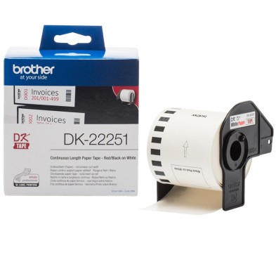 Cinta Para Impresora Brother Dk-22251 De Etiquetas Negro Y Rojo Sobre Blanco