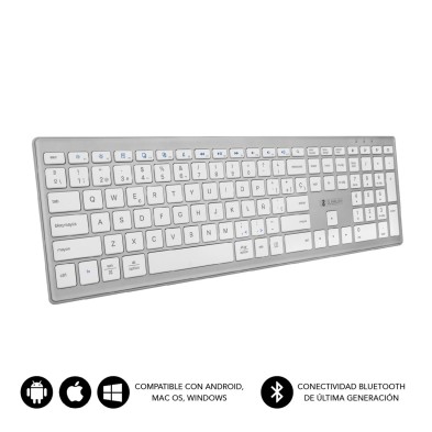 Teclado Subblim Completo Delgado Inalámbrico Bluetooth Pure Extended Silver