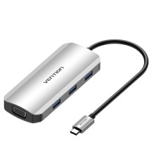 Docking Usb Tipo-C Vention Toihb/ 1Xhdmi/ 1Xvga/ 3Xusb/ 1X Pd/ Gris