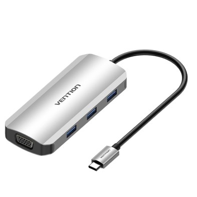 Docking Usb Tipo-C Vention Toihb/ 1Xhdmi/ 1Xvga/ 3Xusb/ 1X Pd/ Gris