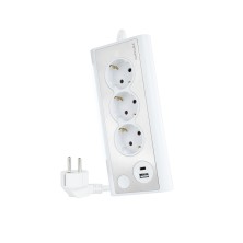Regleta Nanocable Con 3 Tomas De Tierra Y 2 Usb´S Con Luz Blanco