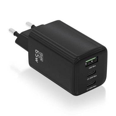 Cargador Aisens Gan 65W 2Xusb-C Pd3.0 Qc4.0 1Xusb-A Qc3.0 Negro