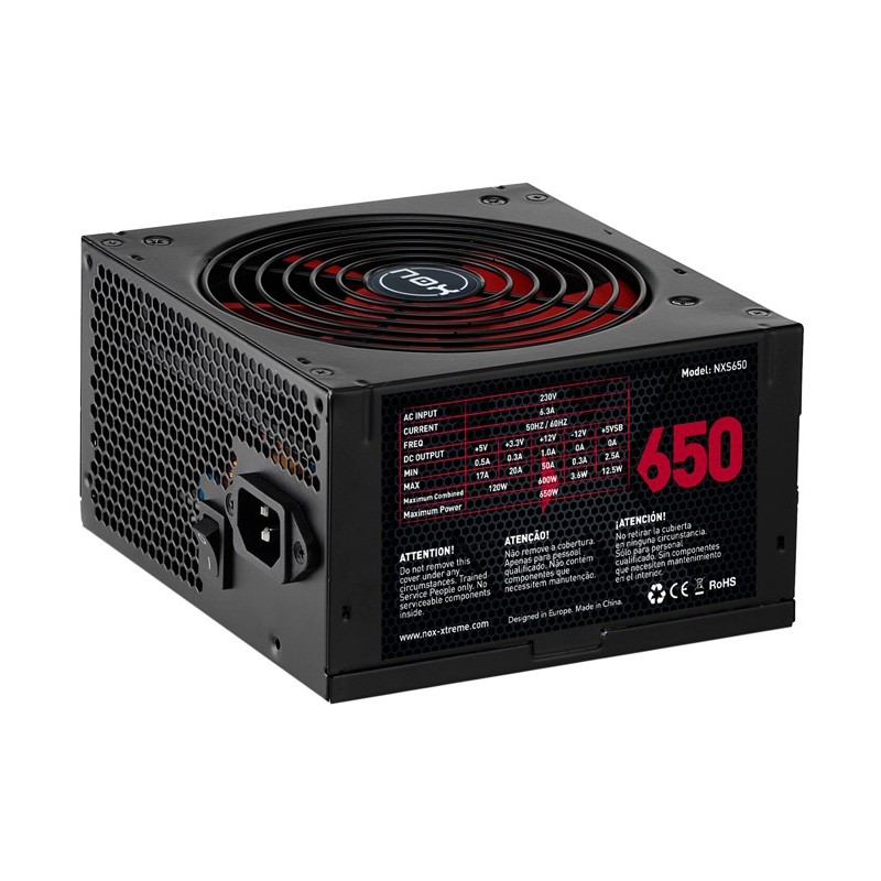 Fuente De Alimentación Nox Nxs650 650 W 20+4 Pin Atx Negro Rojo