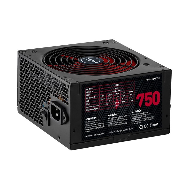 Fuente De Alimentación Nox Nxs750 750 W 20+4 Pin Atx Negro Rojo