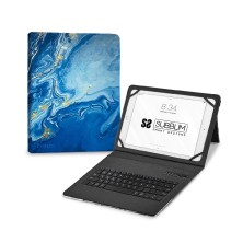 Funda Con Teclado Subblim Keytab Pro Bt Trendy Marmol Azul