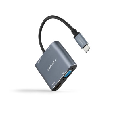 Conversor Nanocable Usb-C A Hdmi/Vga/Usb3.0/P Gris