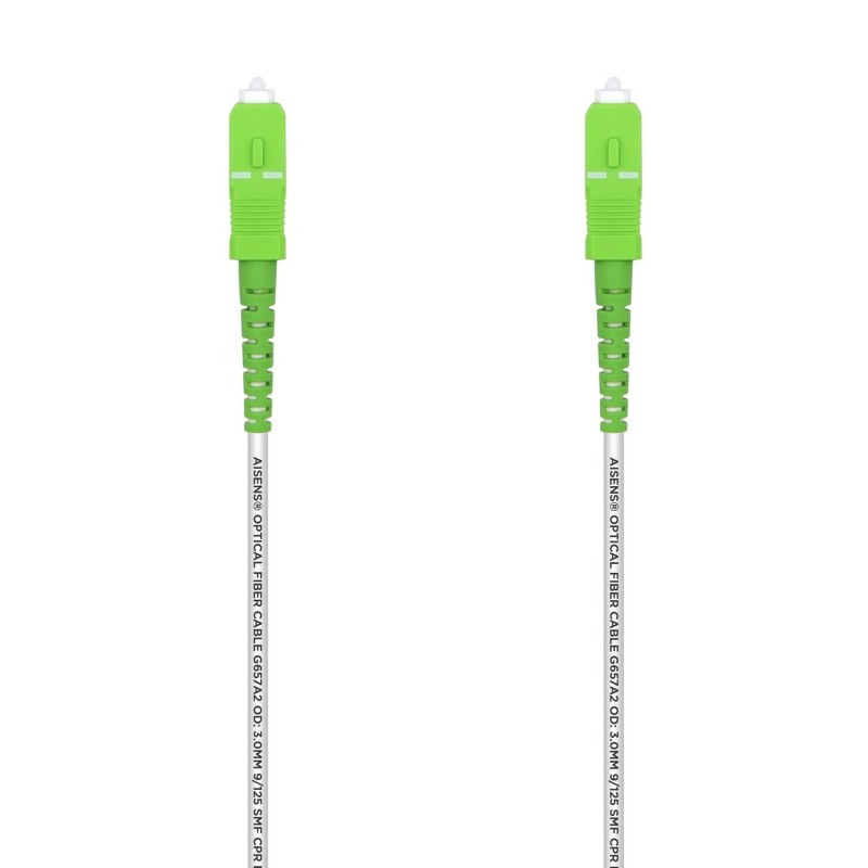 Cable De Fibra Óptica Aisens Latiguillo G657A2 3.0 9/125 Smf Simplex Cpr Dca Lszh Sc/Apc-Sc/Apc Blanco 40 M