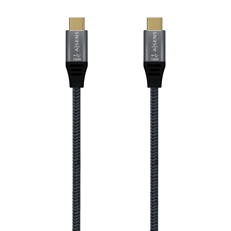 Cable Aisens – Usb 3.2 Gen2X2 Aluminum Cable 20Gbps 8K@30Hz 5A 100W E-Mark Type Usb-C/M-Usb-C/M Grey 1.5 M