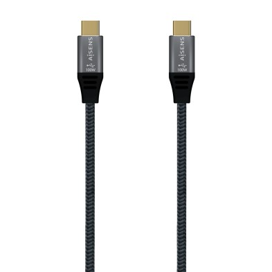 Cable Aisens – Usb 3.2 Gen2X2 Aluminum Cable 20Gbps 8K@30Hz 5A 100W E-Mark Type Usb-C/M-Usb-C/M Grey 1.5 M