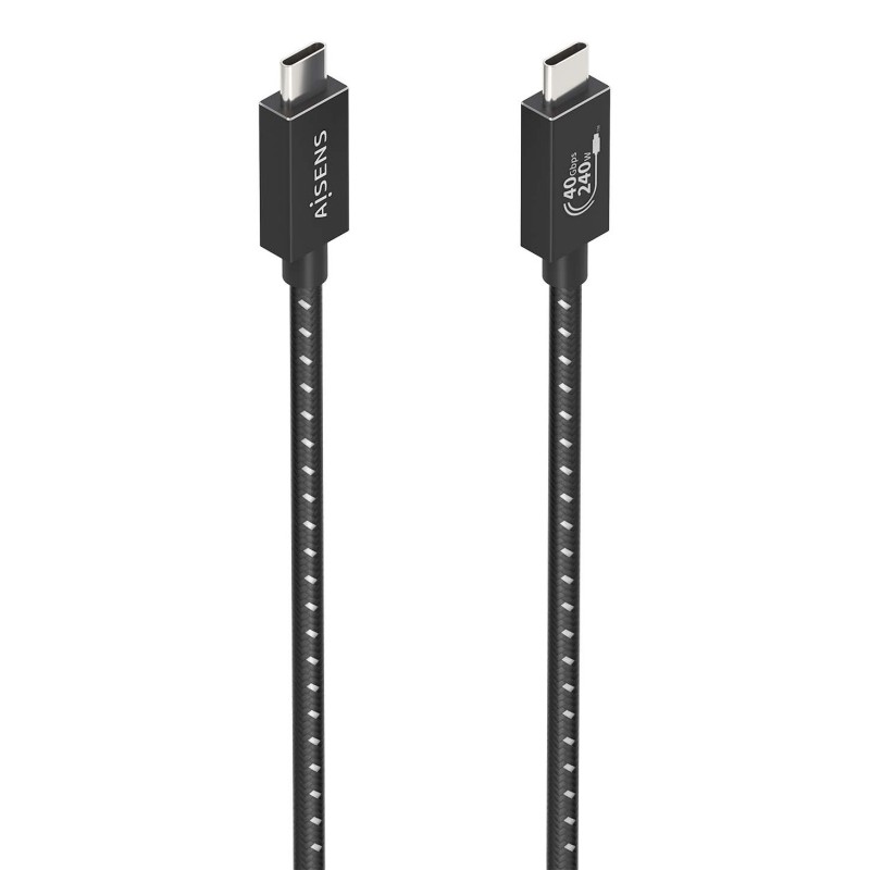 Cable Usb Aisens Gen3X2 Aluminio 40Gbps 8K@60Hz 5A 48V 240W E-Mark Tipo Usb-C/M-Usb-C/M Negro 0.5M