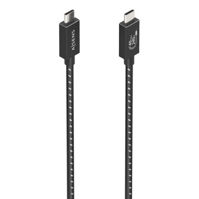 Cable Usb Aisens Gen3X2 Aluminio 40Gbps 8K@60Hz 5A 48V 240W E-Mark Tipo Usb-C/M-Usb-C/M Negro 0.5M