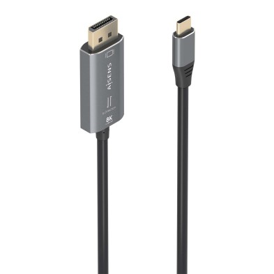 Cable Conversor Aisens Aluminio Bidireccional Usb-C A Displayport 8K@60Hz Usb-C/M-Dp/M Negro 1.8M