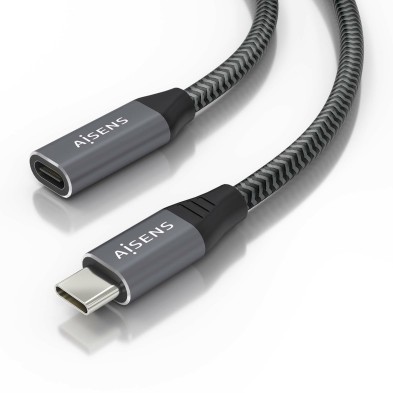 Cable Usb Aisens 3.2 Gen2X2 Aluminio 20Gbps 8K@30Hz 5A 100W Tipo Usb-C/M-Usb-C/H Gris 0.5 M