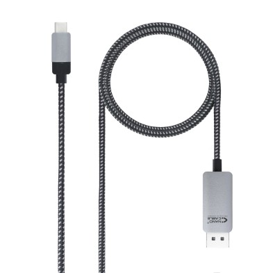 Adaptador De Cable De Vídeo Nanocable 10.15.5002 18 M Usb Tipo C Displayport Aluminio Negro