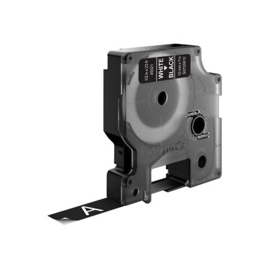 Cinta Rotuladora Autoadhesiva Dymo D1 - Etiquetas Estándar - Blanco Sobre Negro - 12Mm X 7M