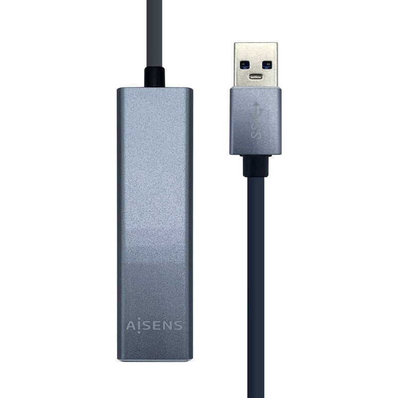 Conversor Aisens Usb 3.0 A Ethernet Gigabit 10/100/1000 Mbps + Hub 3 X Usb 3.0 Gris 15 Cm