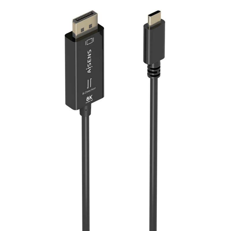 Cable Conversor Aisens Bidireccional Usb-C A Displayport 8K@60Hz Usb-C/M-Dp/M Negro 1.8M