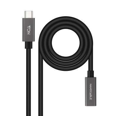 Cable Prolongador Nanocable Usb-C 3.2 Gen2X2 20Gbps 3A 4K/60Hz Usb-C/M-Usb-C/H Negro 2 M