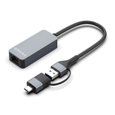 Conversor Aisens Usb3.2 Gen1 Usb-A+Usb-C A Ethernet 2.5G 10/100/1000/2500 Mbps Gris 15Cm