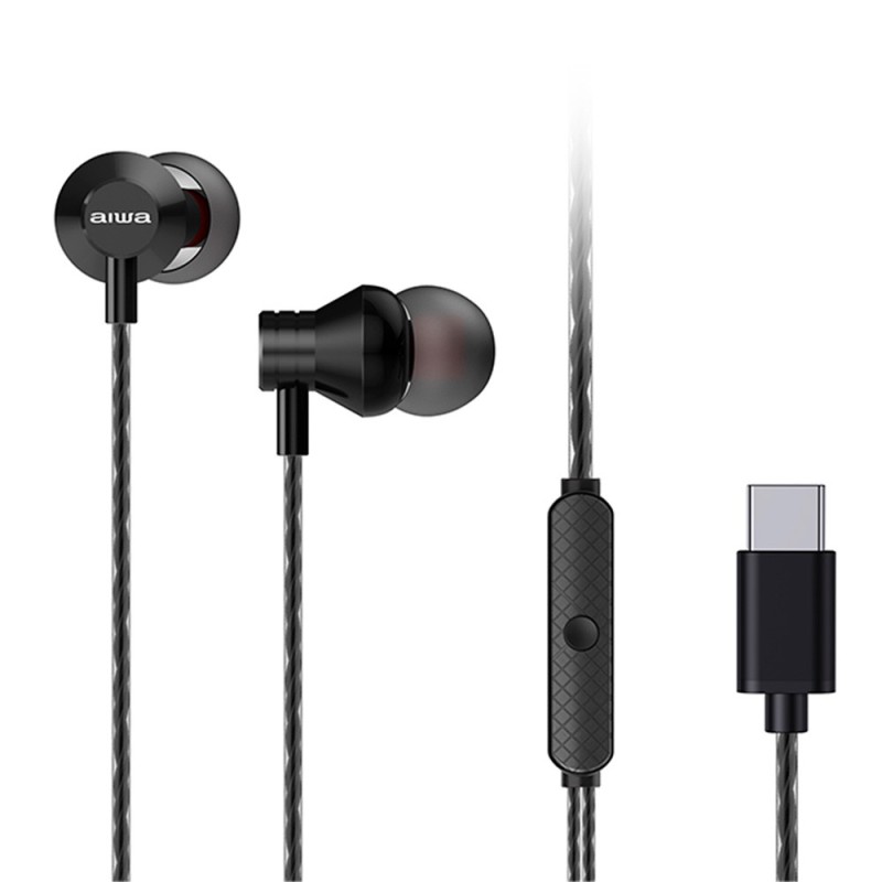 Auriculares Aiwa Estm-50Usb-C Alámbrico Dentro De Oído Llamadas/Música Usb Tipo C Negro