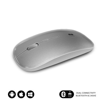 Ratón Subblim Óptico Inalámbrico 2.4G Y Bluetooth Dual Flat Mouse Recargable Plateado