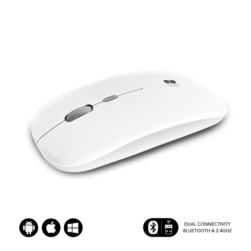 Ratón Subblim Óptico Inalámbrico 2.4G Y Bluetooth Dual Flat Mouse Recargable Blanco